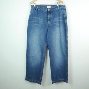 Officine Generale Nemir Washed Cotton Denim Jeans Dark Indigo 32 Button Fly NWT
